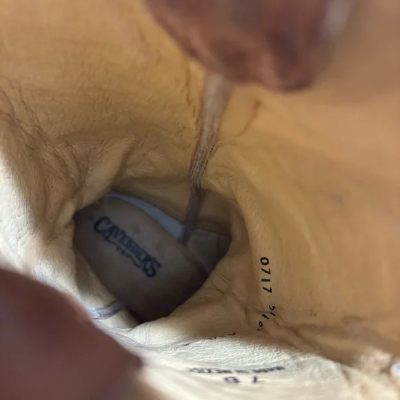 Cavenders Tan Leather Cowgirl Boots sz 7B Snip Toe Angel Wings Design made in MX - Picture 7 of 8